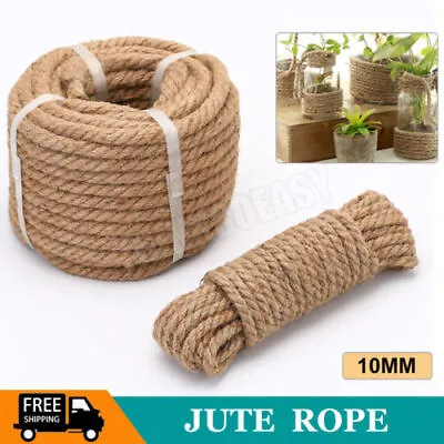 £1.97 • Buy 10mm Natural Jute Hessian Rope Cord Braided Twisted Boating Garden Decking Gym