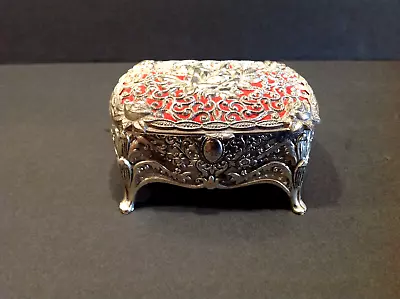 Ornate Metal Jewelry Trinket Box - Vintage Japan • $16.99