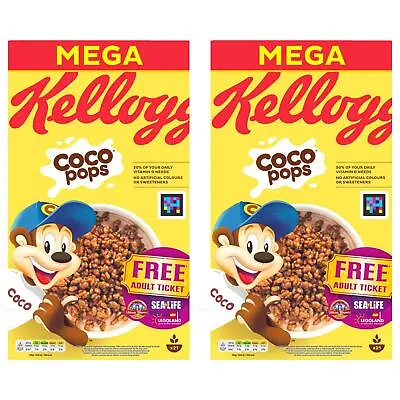 Kellogg's Coco Pops Chocolate Flavour Tasty Crunchy Breakfast Cereal Pack 2x650g • £10.99