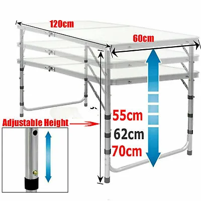 £36.99 • Buy New Folding Camping Table Aluminium Picnic Portable Adjustable Party Bbq Outdoor
