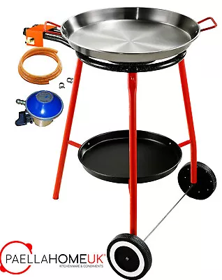 46cm Paella Pan + 40cm Gas Burner +Legs On Weels + Butane/Propane Regulator Set • £112.99