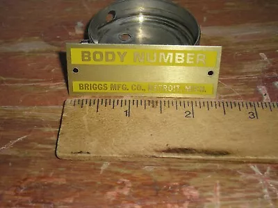 Model A Ford BRIGGS Body Serial Number ID Plate Attach To Firewall Frame Floor • $12