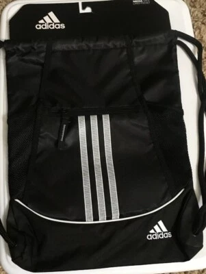$32.30 • Buy ADIDAS Black Shoe String ALLIANCE II Sack Pack Bag Media Safe Lined Zip Pocket