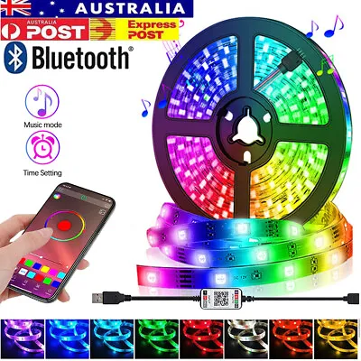 1M 5M USB 5V LED Strip Lights 5050 RGB Bluetooth Music TV Back Lamps Home Deco • $9.19