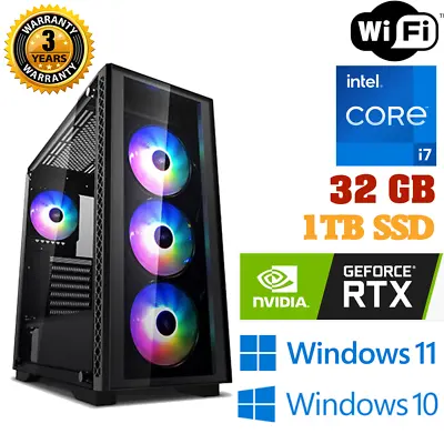 $1249 • Buy RTX 3060 Intel I7 8 Cores 32GB RAM 1TB SSD Windows 11/10 PRO WIFI Gaming PC