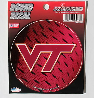 Virginia Tech University VT Logo Round Decal Car Window Sticker 4.5  College  • $5.99