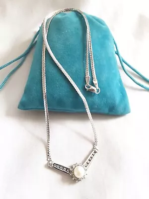 $299 • Buy STUNNING 14K Solid White Gold 1CT Natural Diamonds Pearl Pendant/Necklace 5.04g
