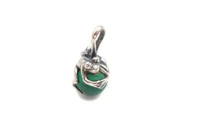 Vintage Sterling Silver 925 Malachite Frog Pendant • $33.99