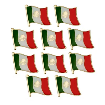 10 MEXICO FLAG PINS 0.5  Laple Pin Mexican National Pride Hat Tie Set Lot Ten  • $12.95