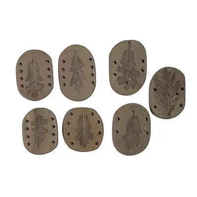 Mosaic Tiles 7 Clay Stone Brown Art Embossed Crafting Buttons 2 1/4 In. • $12