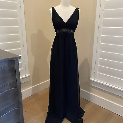 Aidan Mattox  Bridesmaid Prom Formal Black Lace Trim  Low Back Dress Size 0 • $49.99