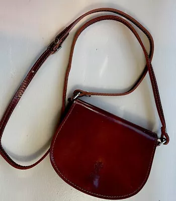VERA PELLE ITALIANA Genuine Leather Crossbody Shoulder Bag Brown Adjustable • $22