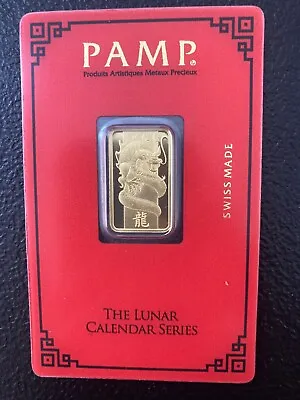 Pamp Suisse The Lunar Calendar Series 5 Gram Gold Bar  Lunar Year Of The Dragon • $456.72