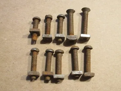 Vintage 1/8  Square Head Nut & 7/8 -1 1/8  Slot Head Screw Lot Of10 Antique Hd69 • $9.99