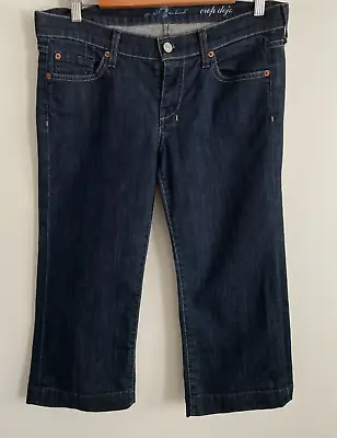 7 For All Mankind Womens Dojo Crop Jeans Size 30 Low Rise Dark Blue Denim Pocket • $18