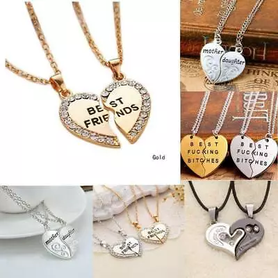 2Pcs Crystal Best Friend Love Heart Pendants Bff Friendship Necklaces Xmas Gift • $1.89