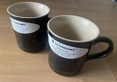 Pair Of Le Creuset Mugs Black Onyx 11cmx11cm 400ml NEW • £36.99