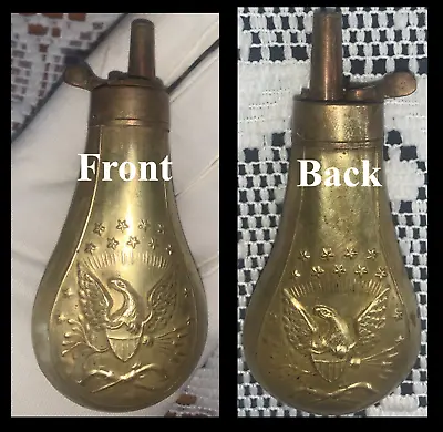 Antique Civil War COLT Gun Powder Flask Double Sided Eagle & 13 Stars Embossed • $357.61