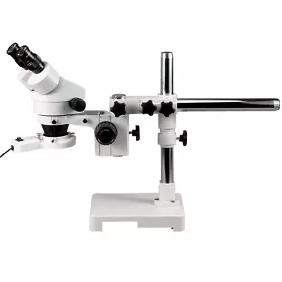 AmScope 7X-45X Stereo Zoom Boom Inspection Microscope + Fluorescent Ring Light • $772.78