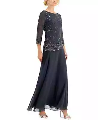 J Kara Lace-Overlay Embellished Mock Two-Piece Gown $259 Size 6 # 14A 1431 Blm • $17.97