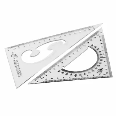   Plastic Draft Drawing Right Angle Triangle Ruler Combo Protractor 2 In 1 • $8.72