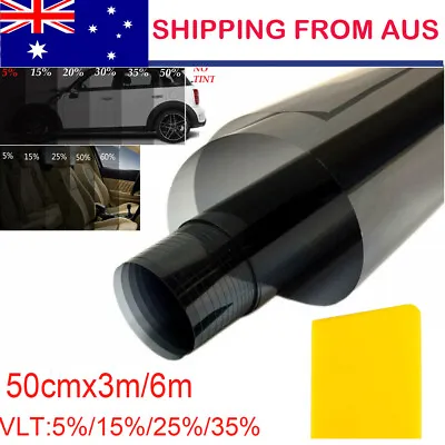 $14.05 • Buy Window Tint Film Black Roll 5%-35% VLT Car House Home 500mm*6m /3m Tinting Tool