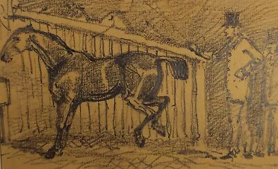 Original Pencil Drawing 'Horse In The Stalls With Figures' Elizabeth Blommart • £27