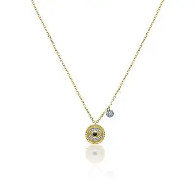 Brushed Gold Diamond Evil Eye Necklace Meira T • $825