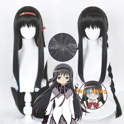 Puella Magi Madoka Magica Cosplay Akemi Homura Wig Synthetic Hair Halloween Prop • $22.99