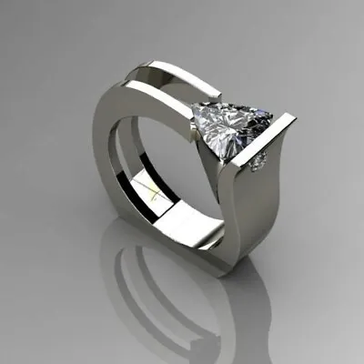 2Ct Trillion Cut Lab Created Diamond Men's Engagement Ring 14K White Gold Plated • $104.99