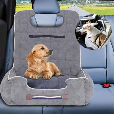 Dog Car Seat Pet Booster Seat Travel Bed Carrier With Seat Belt Adjustable Strap • £25.96