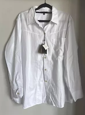 Massimo Dutti Womens White Button Down Shirt Size US 8 Loose Fit Collared • $40