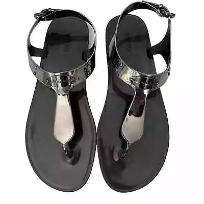 Michael Kors Jelly Flat Thong Sandals PVC Gunmetal Gray | Size:  10M • $32