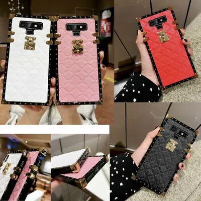 Luxury Grid Leather Square Phone Case For Huawei Mate 30 Nova P30 P40 Honor 20 • $4.47