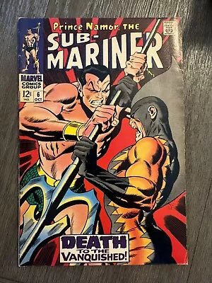 Prince Namor Submariner #6 FN/VF To VF- 2nd Tiger Shark Marvel Comics 1968 • $32.99