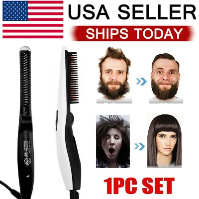Beard Straightener Comb Quick Heated Brush Styler For Mens Pro Hair Electric • $14.99