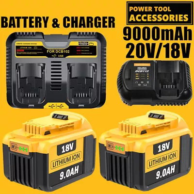 For Dewalt DCB184 18V 9.0Ah Li-Ion Battery DCB206 For DCB182 For DCB200 Charger • $29.99