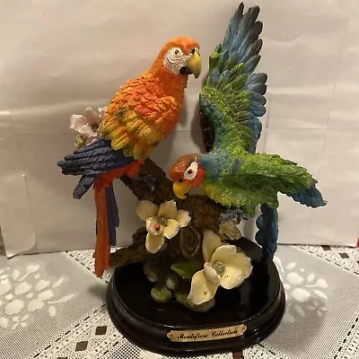 Montefiori Collection Pair Of Colorful Parrots Figures On A Branch • $75