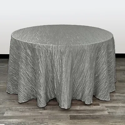 Crinkle Taffeta Tablecloth For Round Tables Crushed Cloths For Weddings 132 In • $41.24