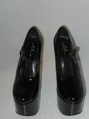 Ellie Black Patent Leather Platform High Heel Shoes Size 6 Medium • $44