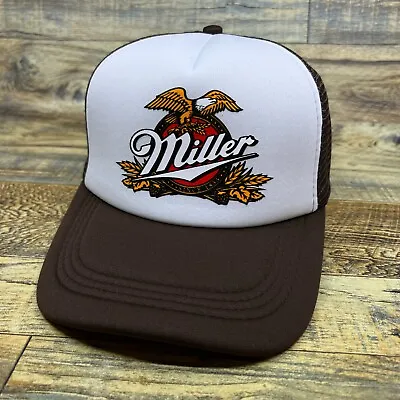 Miller High Life Eagle Mens Trucker Hat Brown Snapback Lager Beer Baseball Cap • $19.99