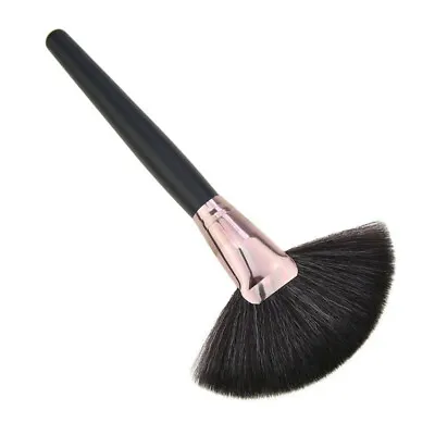 Professional Fan Brush Face Highlight Makeup Brush Contour Blending Black & Rose • £3.19