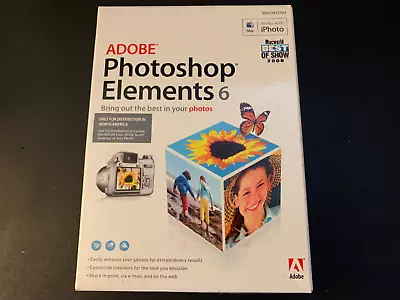 Adobe Photoshop Elements 6 For Macintosh OS X V10.4.11 - 10.5.8 W/Serial Number • $24.95