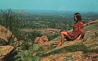 Postcard TX Texas Hill Country Woman Posing Chrome Unposted Vintage PC J2580 • $2