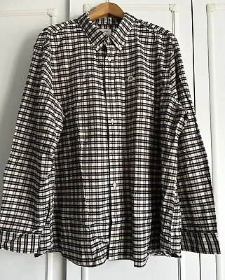 M&S  Check Shirt Men’s  Long Sleeve Cotton Size 3XL Black And Beige. • £13.50