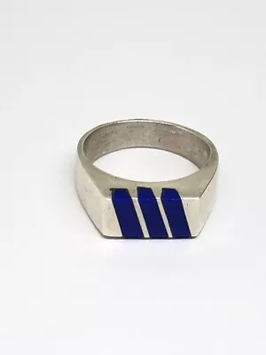 Vintage Men's Signet Lapis Lazuli Ring 925 Sterling Silver Ring Gift For Friend • $58.94