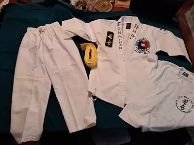 Vtgs 90s Kids 4 Pc Taekwondo Martial Arts Uniform Size 00 W Yellow Belt • $10