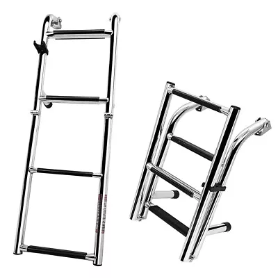 4 Step Folding Boat Ladder Stainless Steel Ladder Pontoon 2+2 Step Portable • $68.59