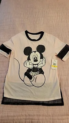 Disney Mickey Mouse T Shirt Short Sleeve Ringer Mesh Accents Womens Size Medium  • $9.77