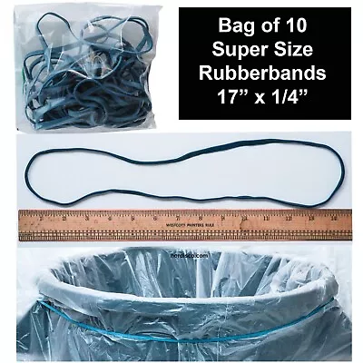 Large Rubber Bands Long Rubber Bands 17  X 1/4  Blue Pack Of 10 • $8.79